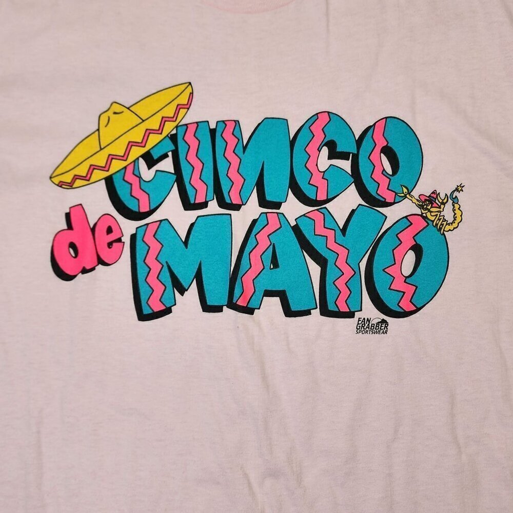 Vintage Pink "Cinco De Mayo" Vintage Cotton T-Shirt, Women's Large